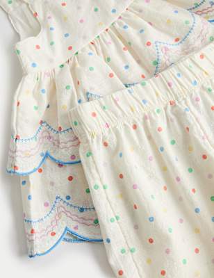 2 Piece Pure Cotton Spotty Top and Trousers (0-5 Years)