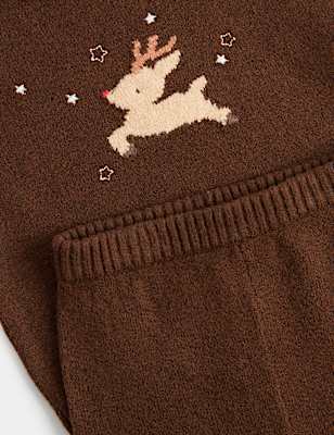 2pc Cotton Rich Knitted Reindeer Outfit (0-3 Yrs)