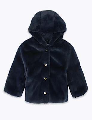 Hooded Faux Fur Coat (0-3 Yrs)
