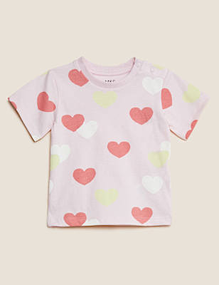 Pure Cotton Heart Print T-Shirt (0-3 Yrs)