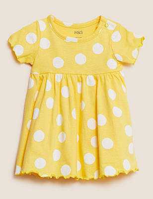 Pure Cotton Spot Print Dress (0 - 3 Yrs)