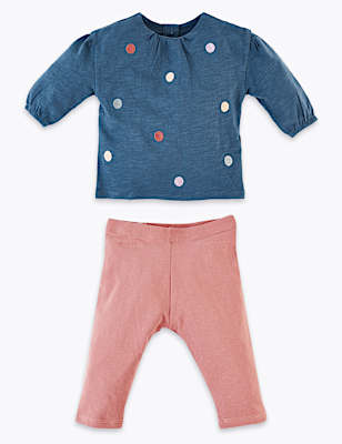 Jersey Pom Pom Top & Bottom Outfit (0-3 Yrs)