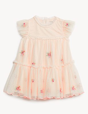 Tulle Floral Embroidered Dress