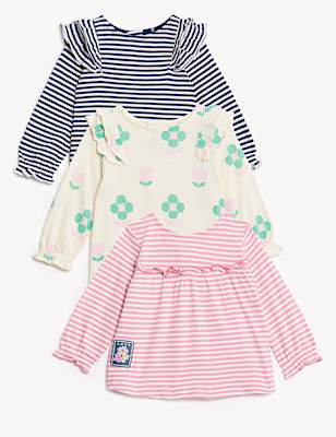 3pk Pure Cotton Patterned Tops