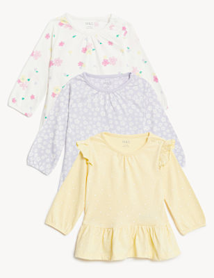 3pk Pure Cotton Patterned Tops