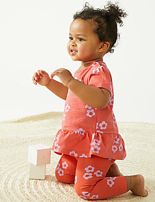 Cotton Rich Floral Print Leggings