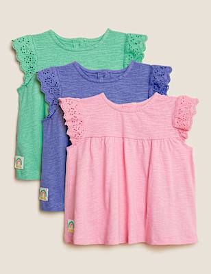 3pk Pure Cotton Frill Top (0-3 Yrs)
