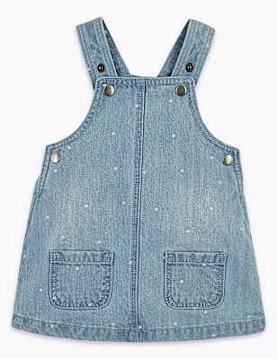Denim Spotted Pinafore (0 -36 Mths)