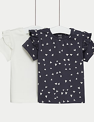 2pk Pure Cotton Heart T-Shirts (0-3 Yrs)