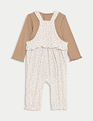 2pc Corduroy Floral Dungarees Set (0-3 Yrs)