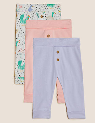 3pk Pure Cotton Leggings (0-3 Yrs)