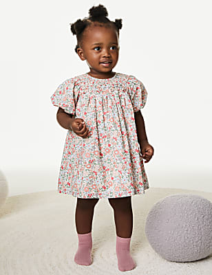 Pure Cotton Floral Dress (0-3 Yrs)