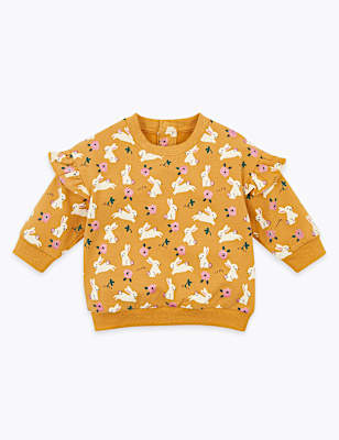 Cotton Rich Frill Shoulder Sweatshirt