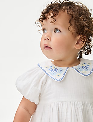 2pc Pure Cotton Embroidered Outfit (0-3 Yrs)