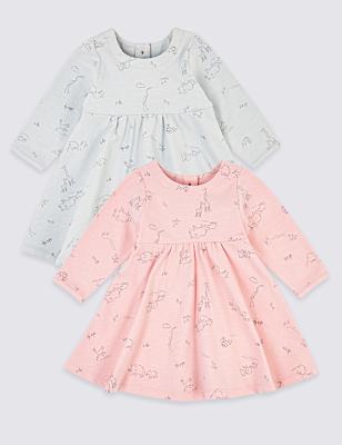 2 Pack Jersey Animal Print Dress (7lbs-12 Mths)