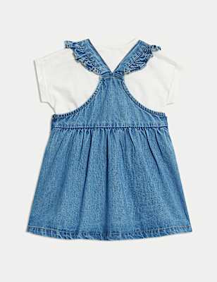 2pc Pure Cotton Denim Pinafore Outfit (0-3 Yrs)