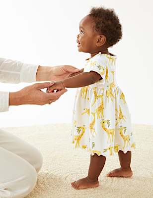 Pure Cotton Giraffe Print Dress (0-3 Yrs)