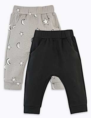 2 Pack Star & Moon Print Joggers (0-3 Yrs)