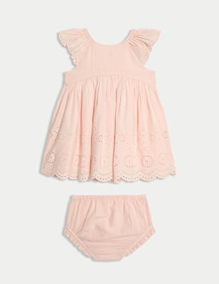 2pc Pure Cotton Broderie Outfit (0 Mths-3 Yrs)