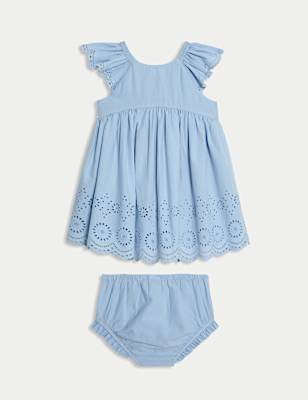 2pc Pure Cotton Broderie Outfit (0 Mths-3 Yrs)