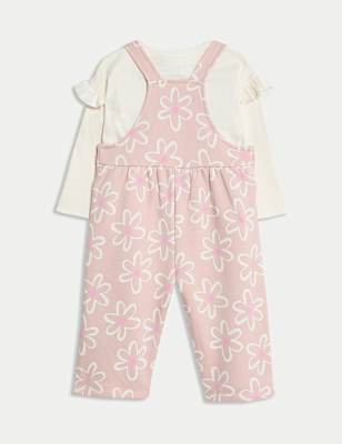 2pc Cotton Rich Floral Dungaree Outfit (0 Mths - 3 Yrs)