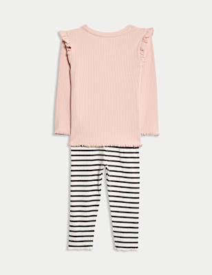 2pc Cotton Rich Flower Top & Bottom Outfit (0-6 Yrs)