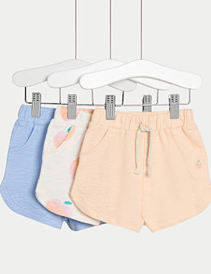 3pk Pure Cotton Peach Shorts (0-3 Yrs)