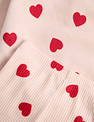 2pc Cotton Rich Heart Top & Bottom Outfit (0-6 Yrs)