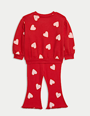 2pc Cotton Rich Heart Top & Bottom Outfit (0-6 Yrs)