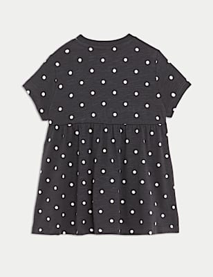 Pure Cotton Jersey Spotted Dress (0-3 Yrs)