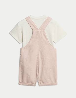 2pc Cotton Rich Embroidered Bibshort Outfit (0-2 Yrs)