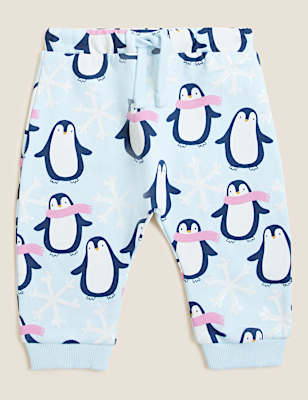 Cotton Rich Penguin Print Joggers