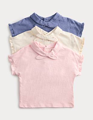 3 Pack Pure Cotton Neck Tie Tops (0-5 Yrs)
