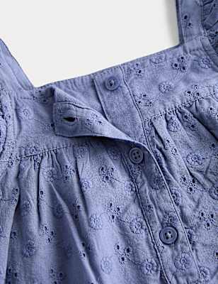 Pure Cotton Broderie Romper (0-3 Yrs)