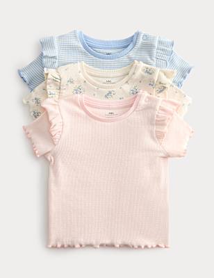 3 Pack Cotton Rich Ribbed Printed Tops (0-5 Yrs)