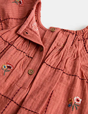 Pure Cotton Embroidered Dress with Tights (0-5 Yrs)