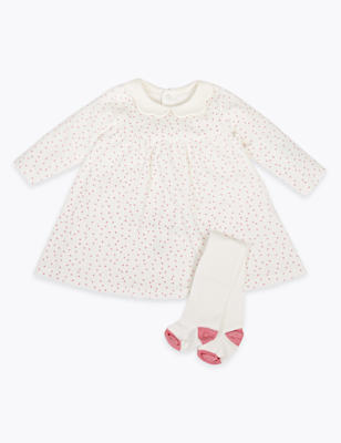 2 Piece Cotton Rich Velour Spotted Print Outfit (0-12 Mths)