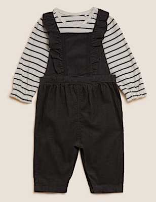 2pc Pure Cotton Dungarees Outfit
