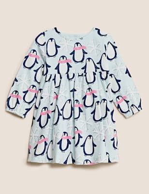 Pure Cotton Penguin Dress (0 - 3 Yrs)