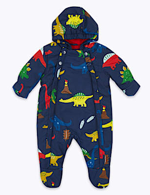 Hooded Padded Dinosaur Snowsuit (0-3 Yrs)