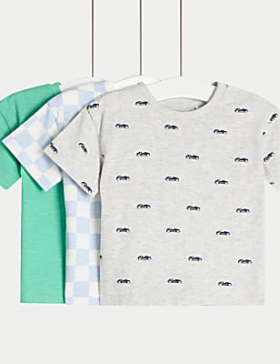 3pk Pure Cotton Transport Tops (0-3 Yrs)