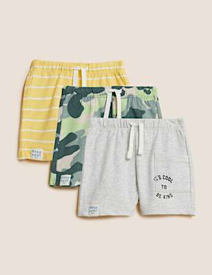 3pk Cotton Rich Patterned Shorts (0-3 Yrs)