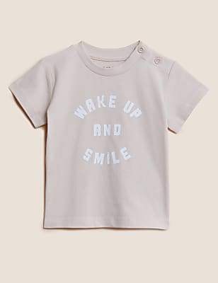 Pure Cotton Wake Up and Smile T-Shirt (0-3 Yrs)