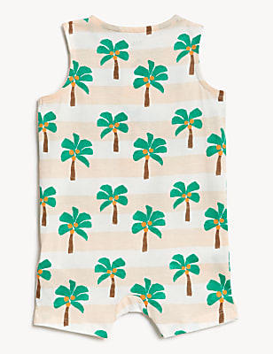 Pure Cotton Palm Print Bibshort (0-3 Yrs)