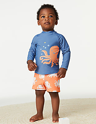 2pc Octopus Long Sleeve Swim Set