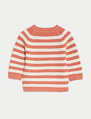 Pure Cotton Striped Knitted Jumper (0-3 Yrs)
