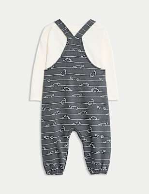 2pc Cotton Rich Jersey Dino Dungaree Outfit (0-3 Yrs)