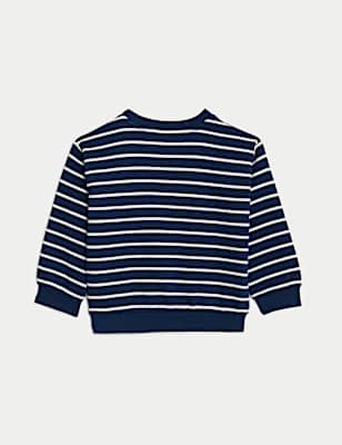 Cotton Rich Striped Dinosaur Sweatshirt (0-3 Yrs)