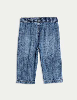 Cotton Rich Denim Drawstring Jeans (0-3 Yrs)
