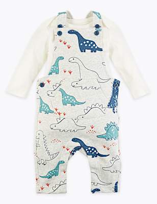 2 Piece Dinosaur Print Dungaree Outfit (0 Mths-36 Mths)